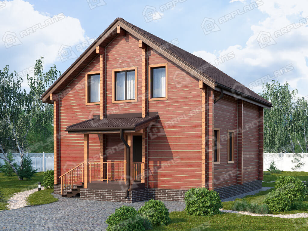 Фото 2 двухэтажного дома из бруса с мансардой, 3 спальнями, гостевой и газовой котельной. 115 кв м. Источник arplans.ru Проект ДС-174