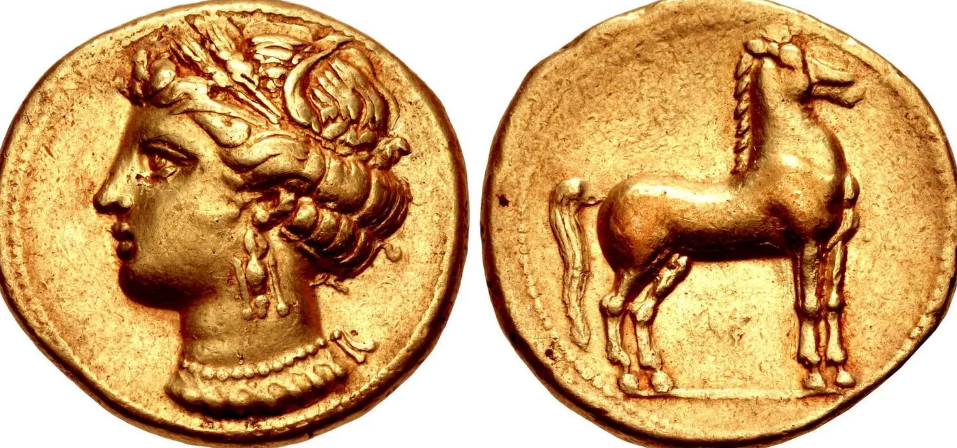 Золотой статер Карфагена.