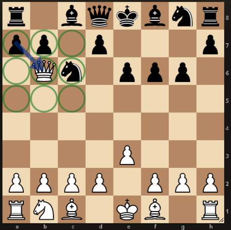 Пример взятия ферзя на b6 пешкой