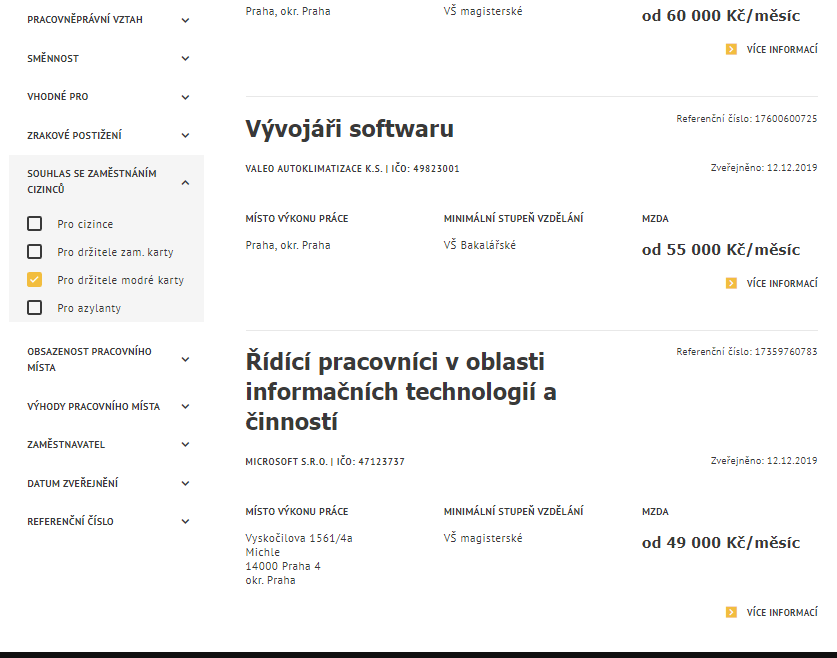  Поиск вакансий для синей карты на сайте Министерства труда. 