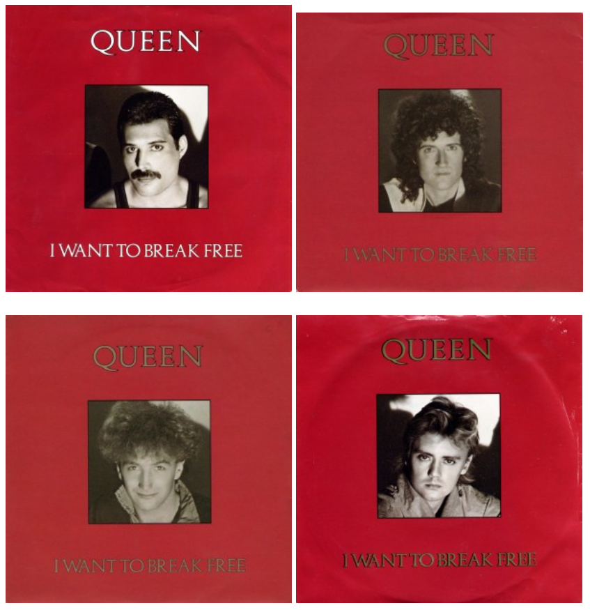 Обложки 7-дюймового сингла "I Want To Break Free" британской рок-группы Queen