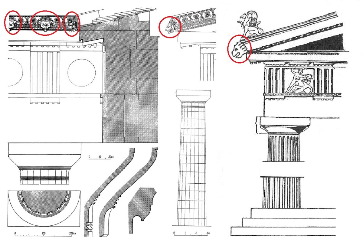 На знаменитом храме Зевса в Олимпии, построенном около 460 года до н.э., было 106 львиных голов.
