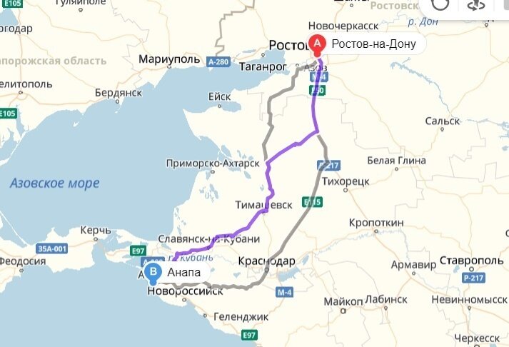 Карта ростов на дону анапа