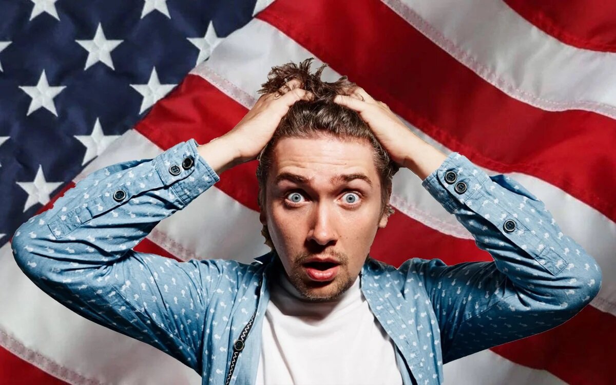 Удивленный американец. Американец удивляется.