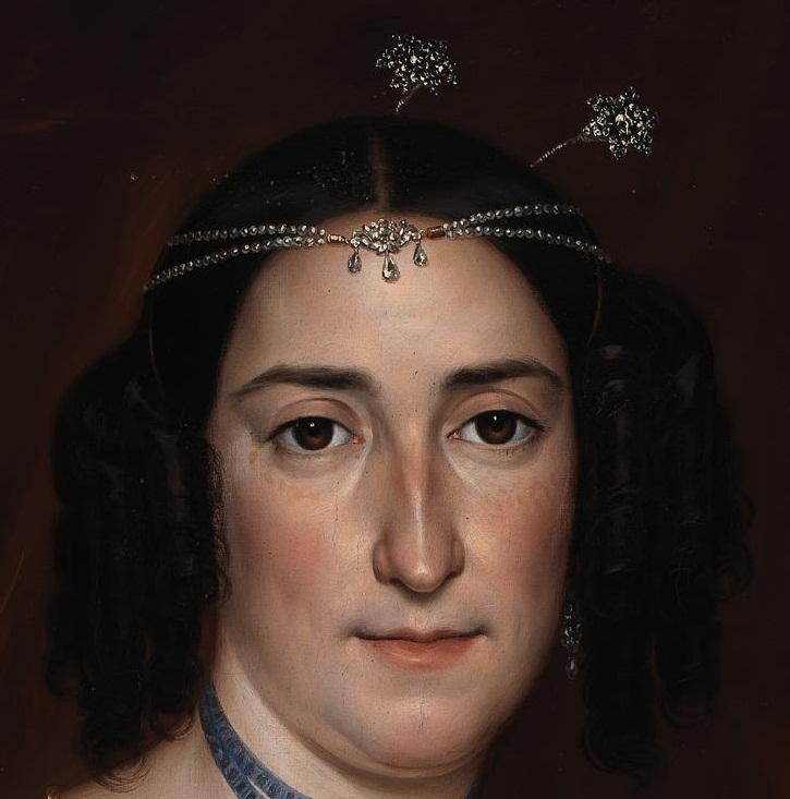 Портрет неизвестной дамы, Рафаэль Диас, 1830-е. (с) Из коллекции Прадо. Деталь.