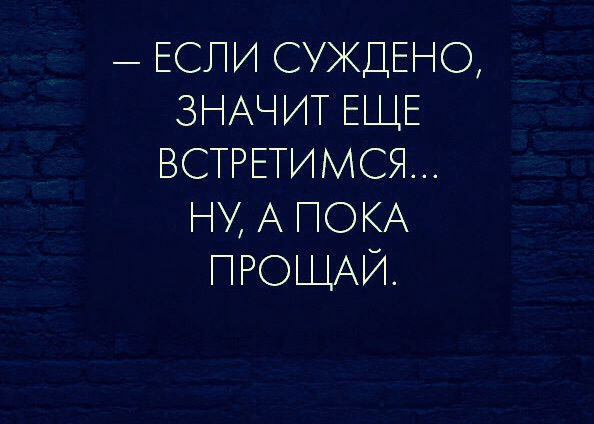 Пока прощай. Если суждено встретиться. Если суждено. Если суждено еще встретимся. Если суждено значит еще встретимся.