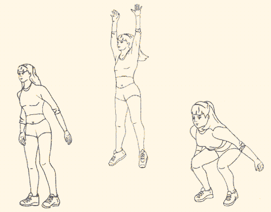 Приседания с выпрыгиванием 
