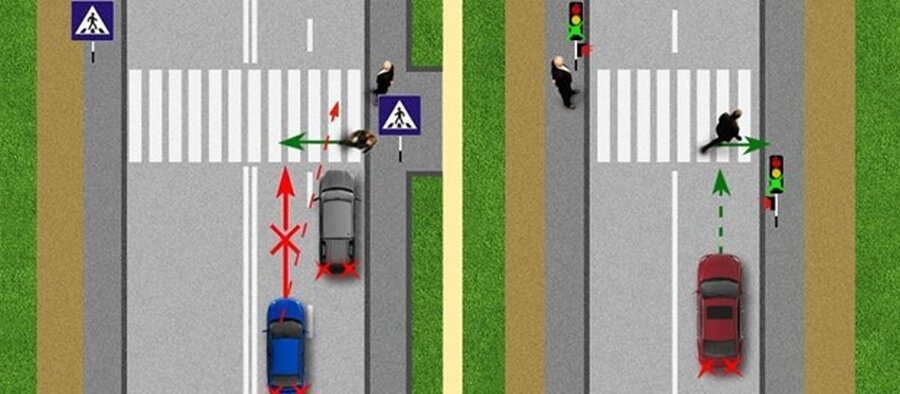 Обгон на пешеходном переходе. П 14 1 ПДД РФ. П 14 2 ПДД РФ. Опережение перед пешеходным переходом. Обгон перед пешеходным переходом.