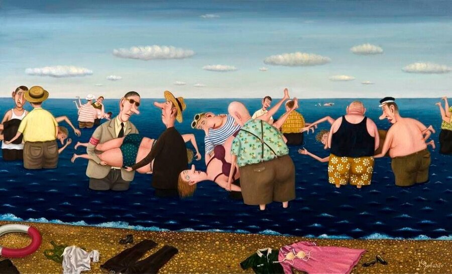 Спасение утопающих ко всеобщему удовольствию
-- картина Валентина Губарева --