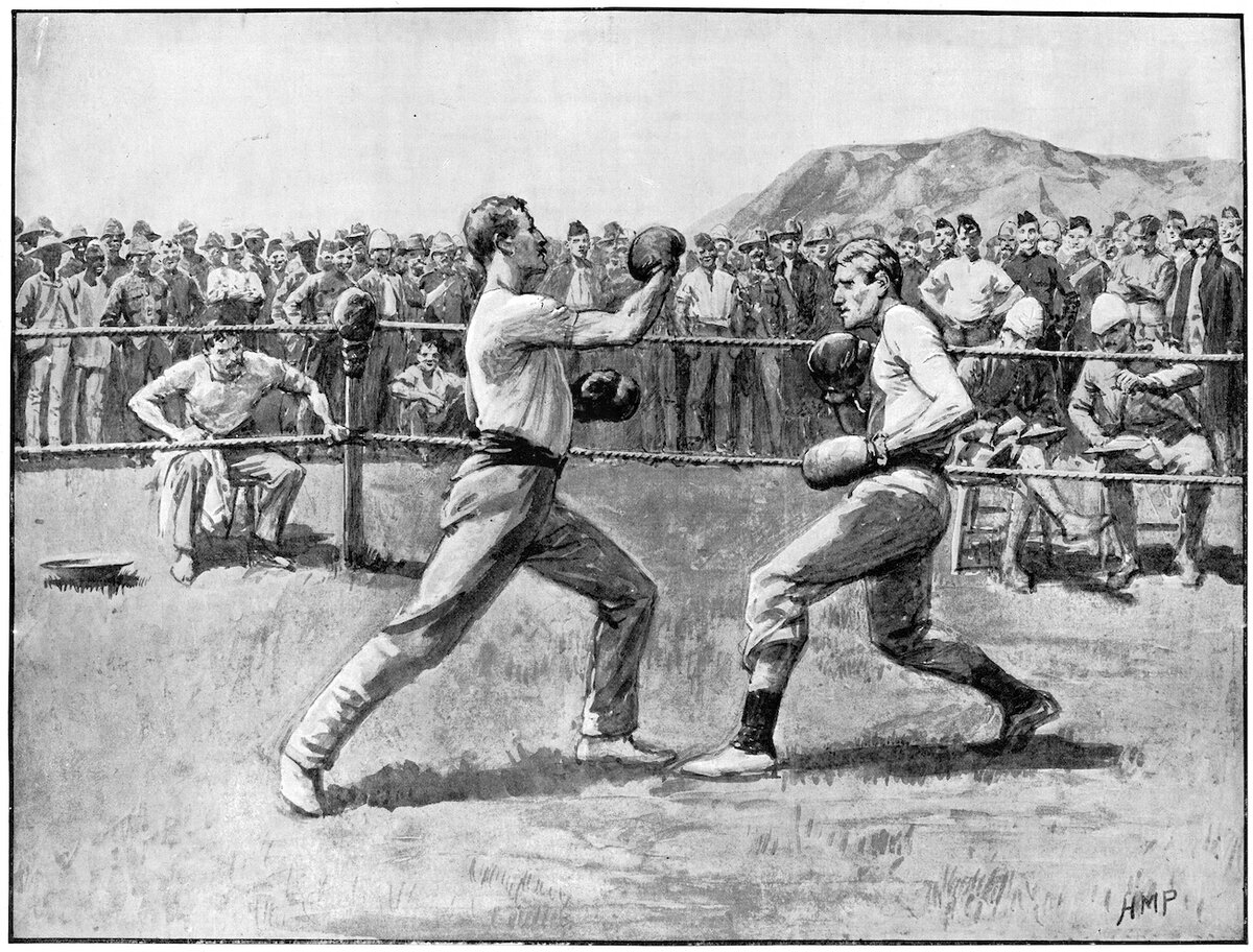 Боксерский поединок в конце 19 века.