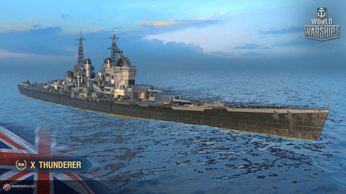 Линейный корабль "Тандерер" с 457-мм орудиями ГК в игре World of Warships