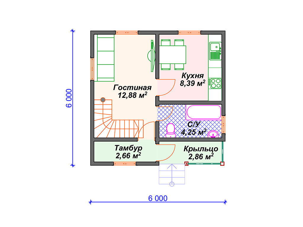 Проект бюджетного каркасного дома 50 кв м | Arplans.ru - проекты домов |  Дзен