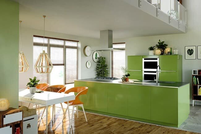 Современный дизайн кухни в зеленых тонах: 25 фото идей