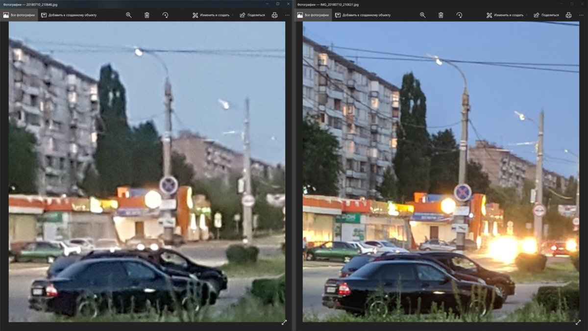 Здесь прекрасно видно как лучшую работу шумоподавления (нет характерного мыла), так и лучшую цветопередачу (свет из окон в оригинале совсем уж блеклый)