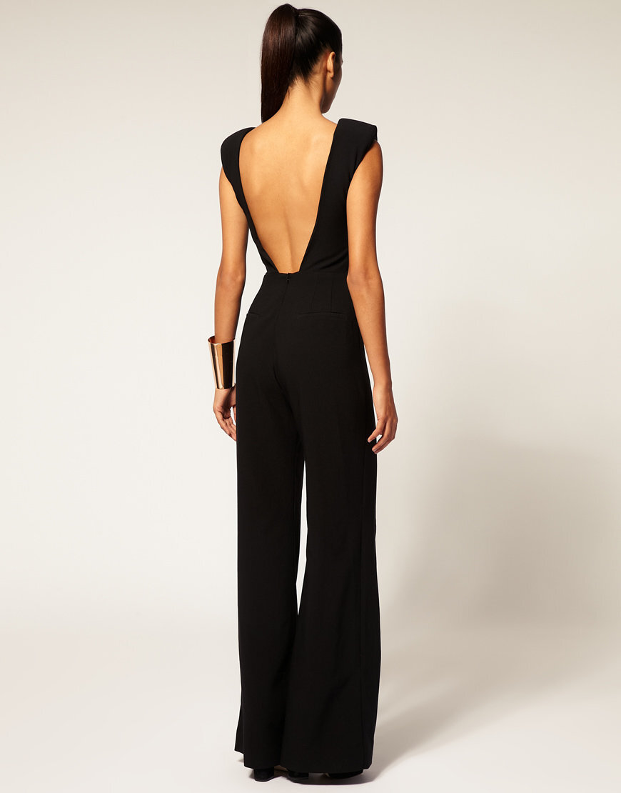 Jumpsuit 181001874 SHEIN черный Вечерний комбинезон