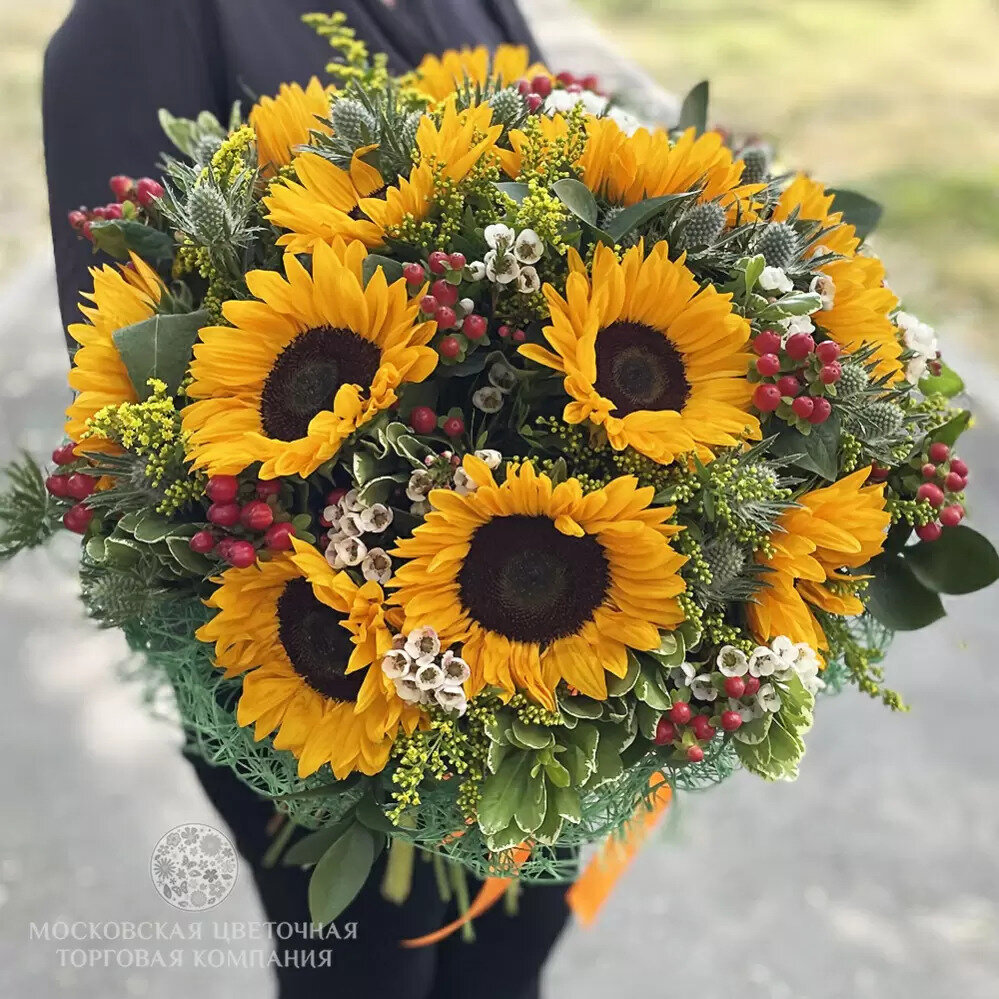 Букеты с подсолнухами