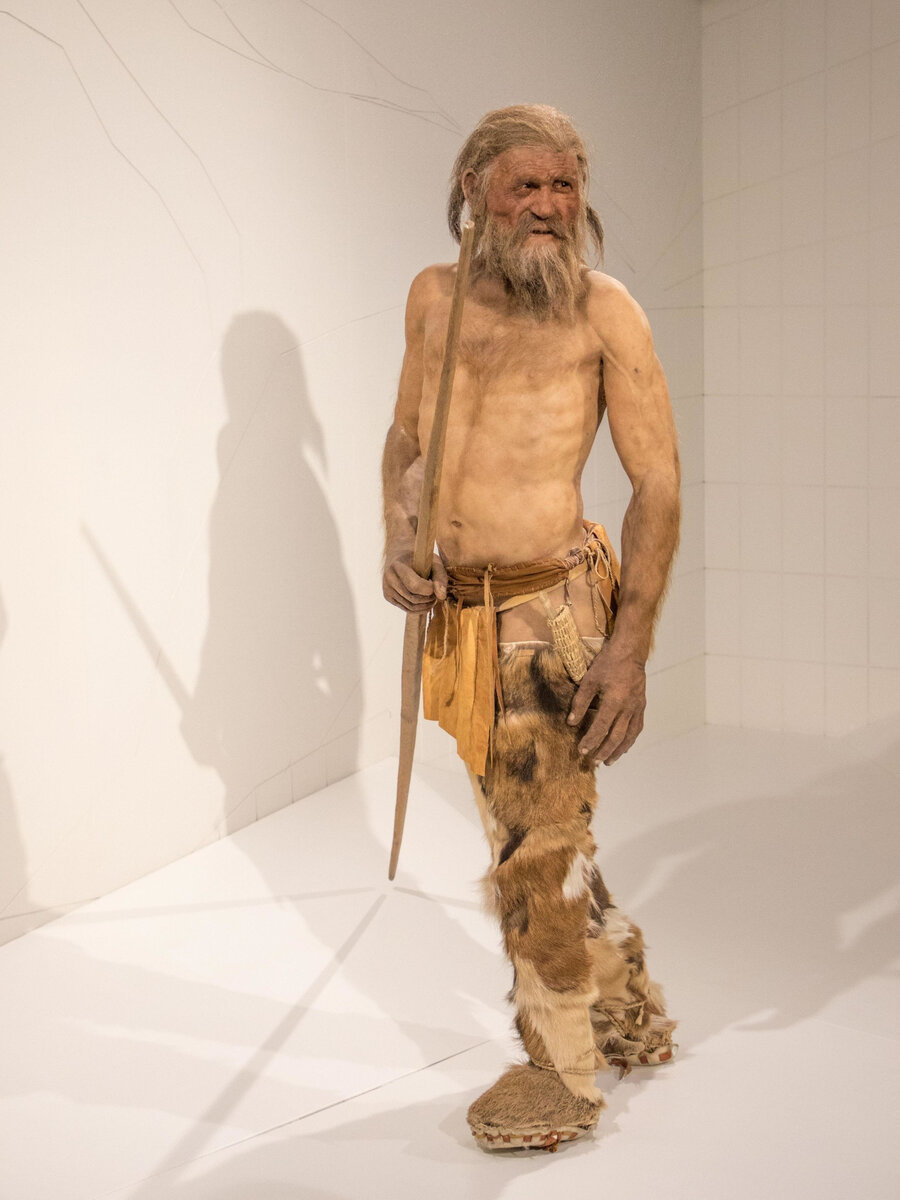    Реконструкция внешности Эци, манекен в музее в Больцано, Италия, фото: Fabio Mazza / Alamy