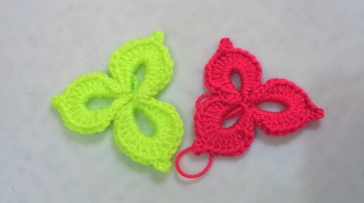 Вязание крючком. Цветок трилистник //// Crochet for beginners. Little Flower shamrock