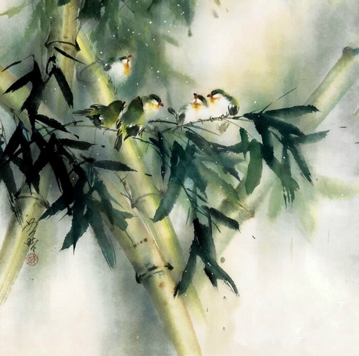 Традиционная китайская техника мокрым-по-мокрому