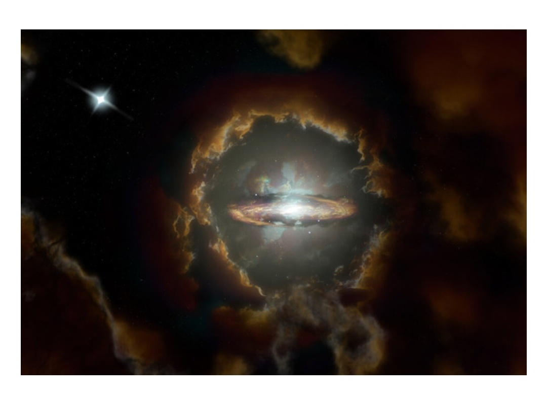 Галактика DLA0817g глазами художника. Фото NRAO/AUI/NSF, S. Dagnello