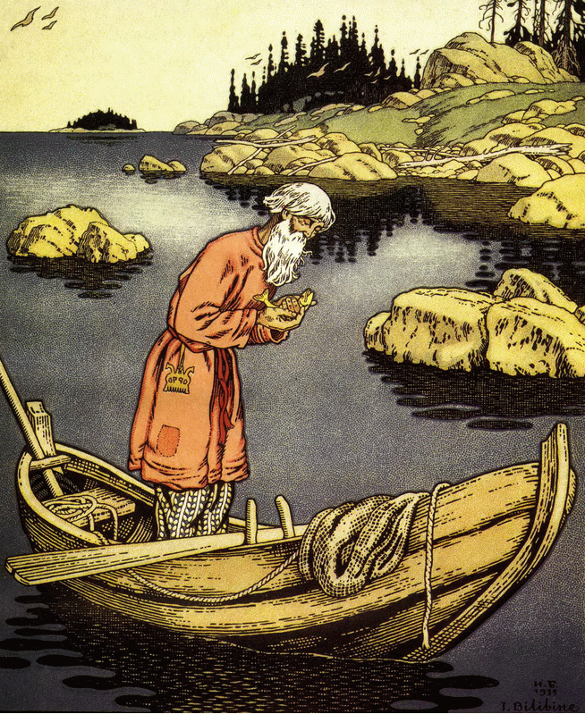 Рисунок старик и золотая рыбка