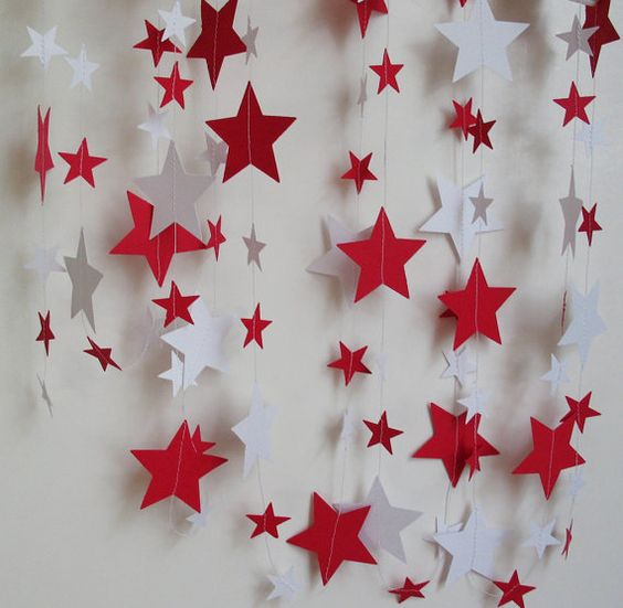 Гирлянда бумажная растяжка из звёзд на окно стену фото зону