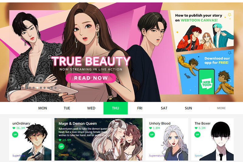 Скриншот с сайта Naver Webtoon