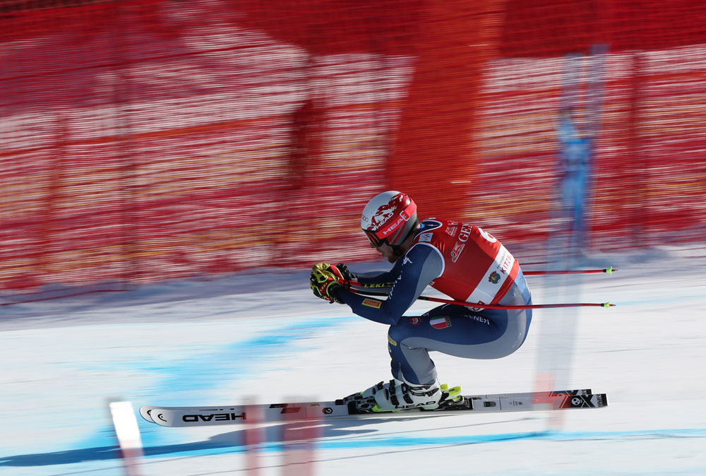 Маттья Кассе на трассе супергиганта. Фото: Алина Трофимова.