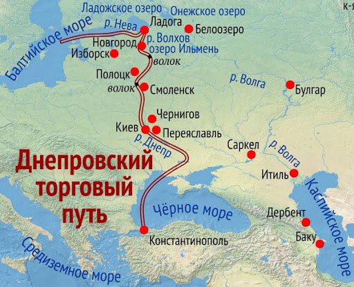 Путь " из варяг в греки"  или Варяжский путь - водный морской путь из Балтийского моря через Восточную Европу в Византию.