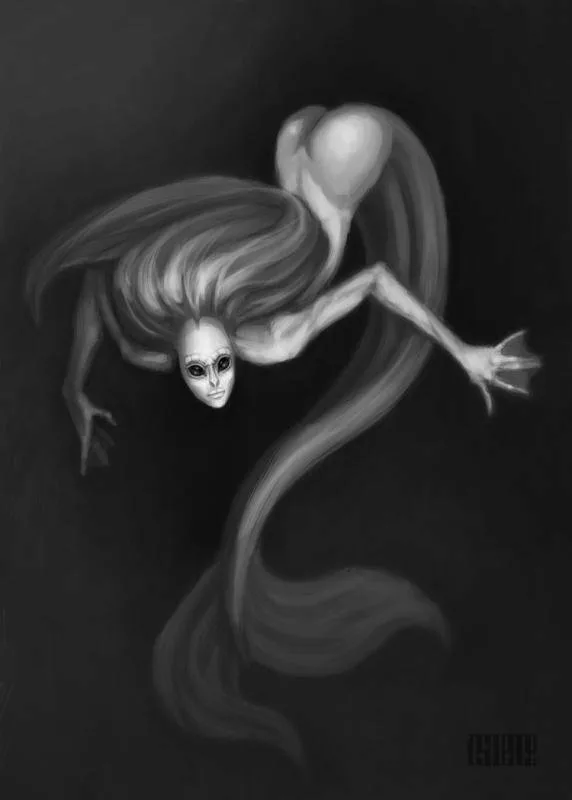 Злой дух русалка 5. Мистические существа. Страшные рисунки карандашом. Мистические существа страшные.