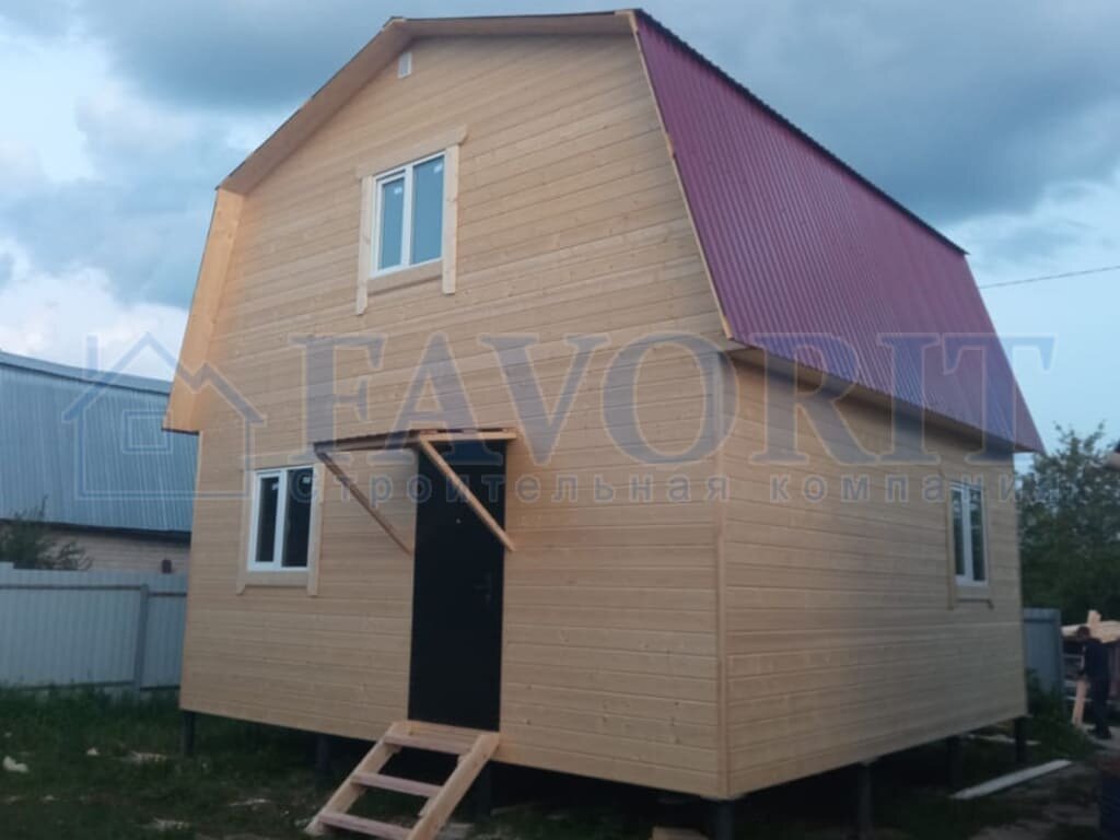 Каркасный двухэтажный дом 6х6. Построен компанией «Фаворит» в Нижегородской области, поселок Бабино.