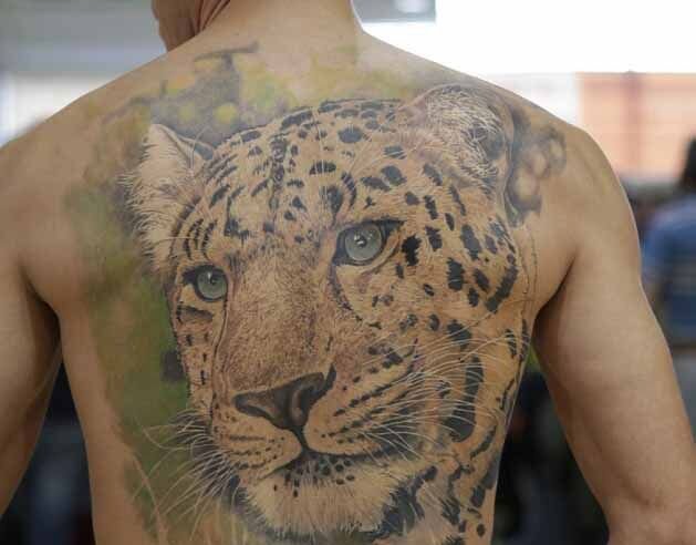 Тату тигра на спине 