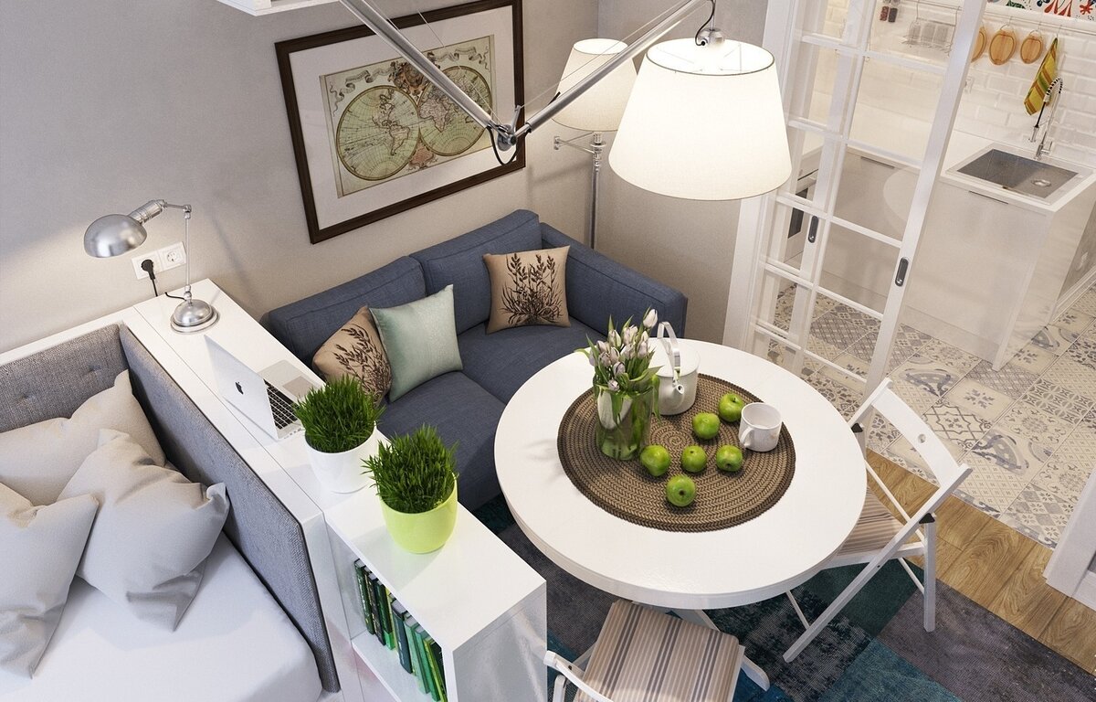 Читайте, как сделать маленькую студию в 25-30 кв. метров красивой и уютной