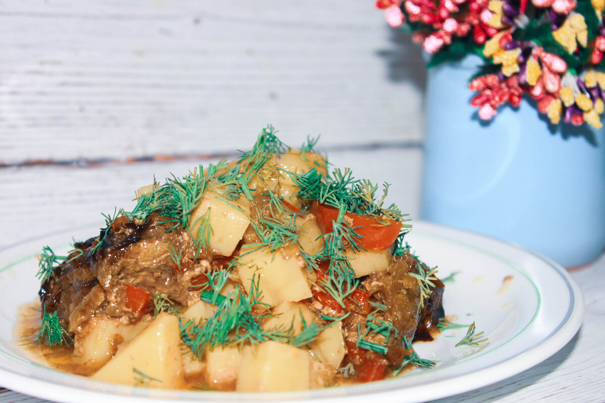 Печень с луком и перцем болгарским