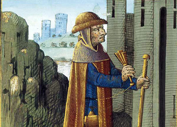 Больной проказой. Средневековая миниатюра