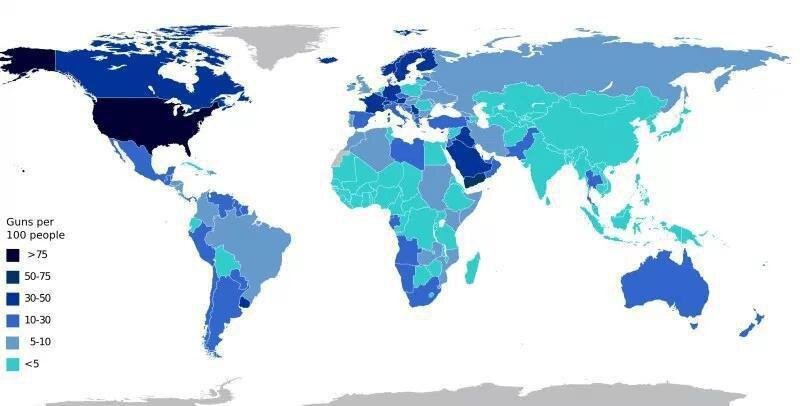 Статистика владением оружия на 100 человек.