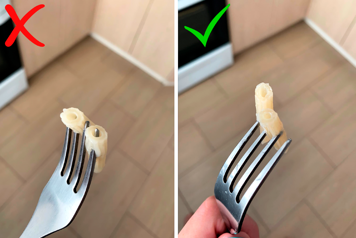 Слева-бесформенные разваренные макароны. Справа-упругая и вкусная паста!