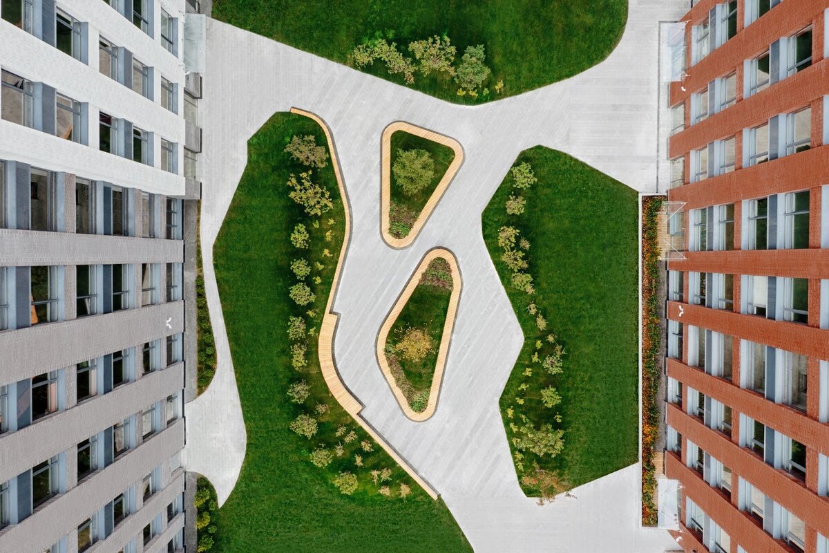 Внутренняя территория между корпусами Level Донской
