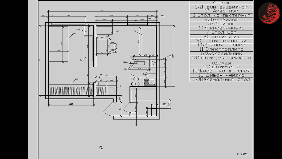 На кадре из видео:  Планировка однокомнатной квартиры