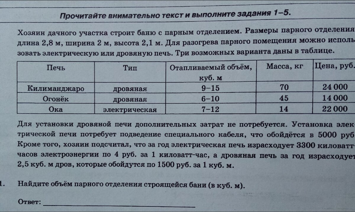 Параметры печек и их стоимость