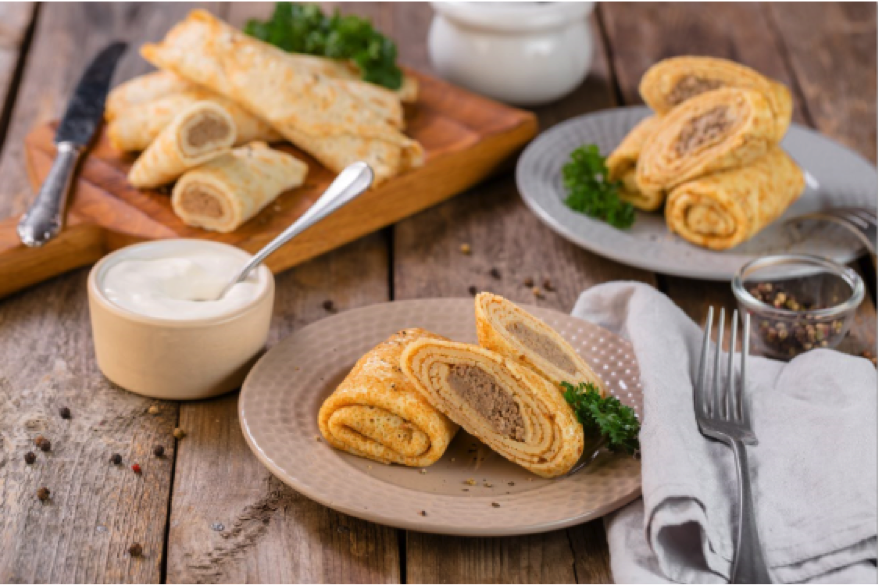 Вкусные блинчики с куриным мясом ТМ «ЕРМОЛИНО»