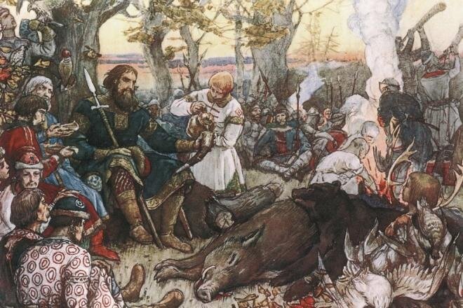 Владимир Мономах на отдыхе после охоты