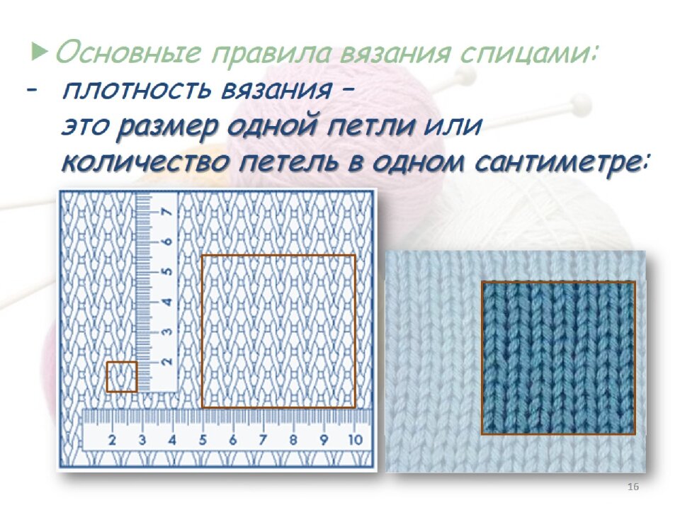 Расчет плотности вязания спицами по образцу