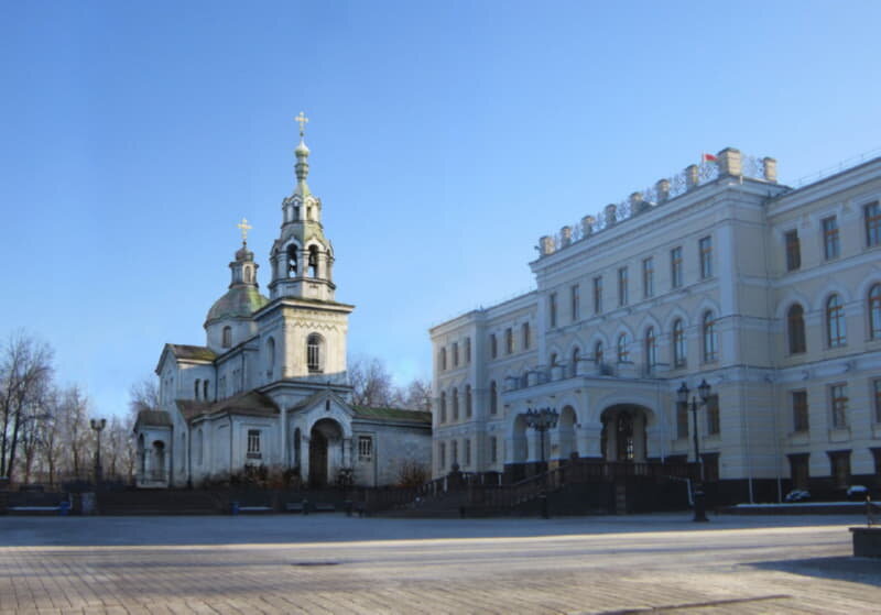 Святодуховская церковь. Вид на период с 1870 г. по 1944 г. Фотопроекция Виктора Борисенкова