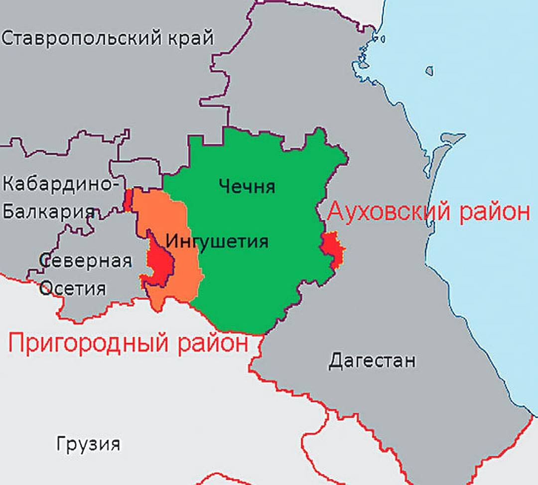 Карта чечни и дагестана с районами и селами