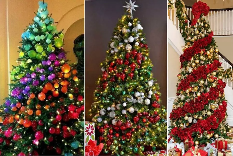 Спиральный способ оформления елки