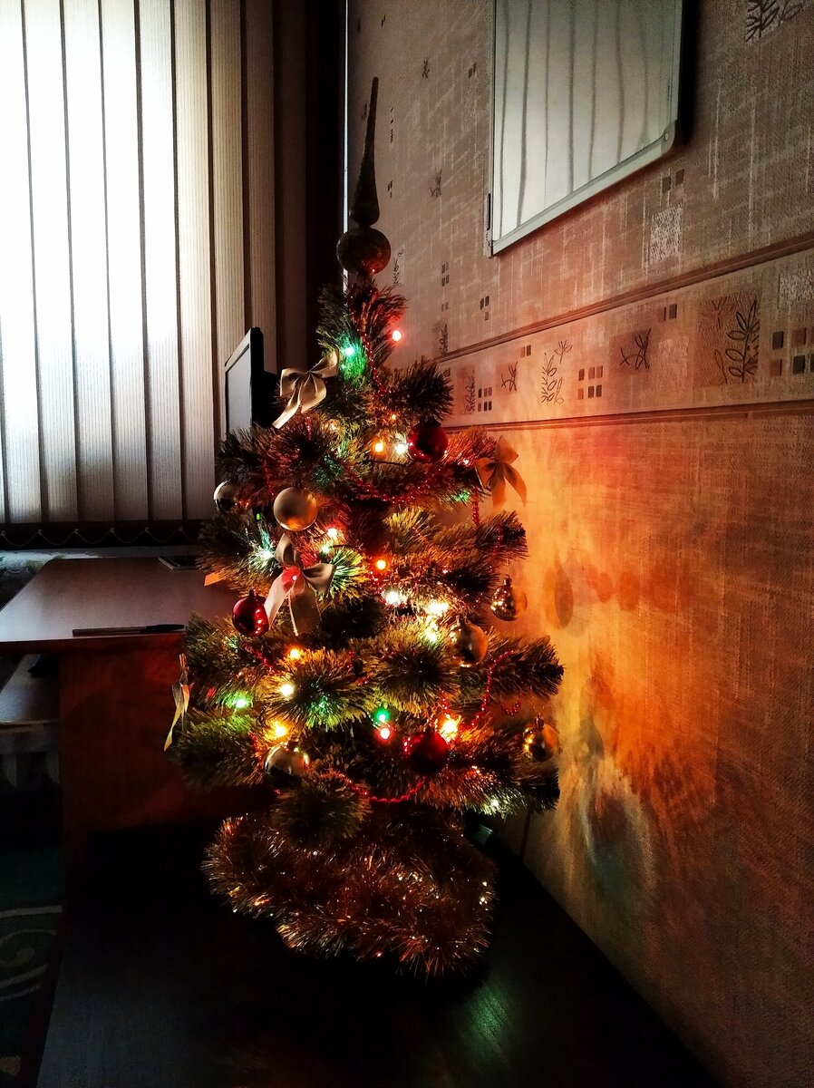 Небольшая елка у рабочего стола