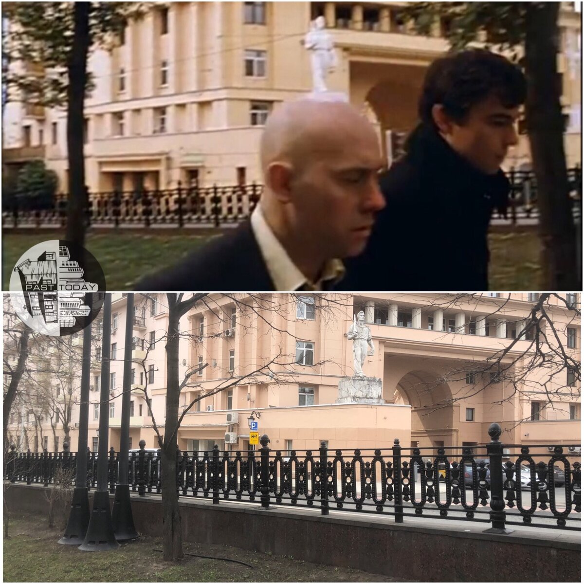 В кадре: Яузский бульвар. На заднем плане «Дом со скульптурами»