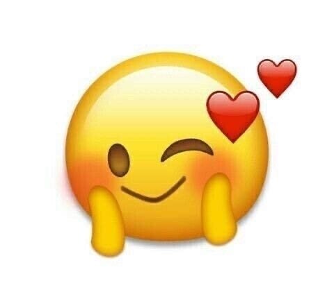 Подмигивающий смайл с сердечками