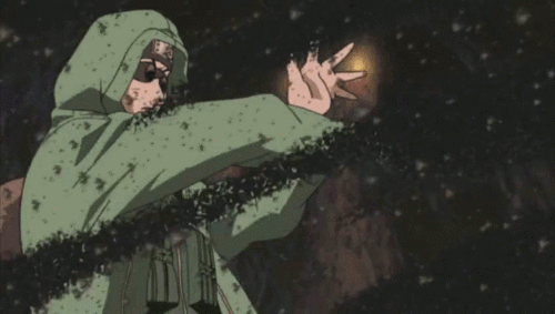 Шино Абураме использует жуков. Кадры из аниме "Наруто Шиппууден" (Naruto Shippuuden). Студия Pierrot. Автор оригинала Масаси Кисимото.
